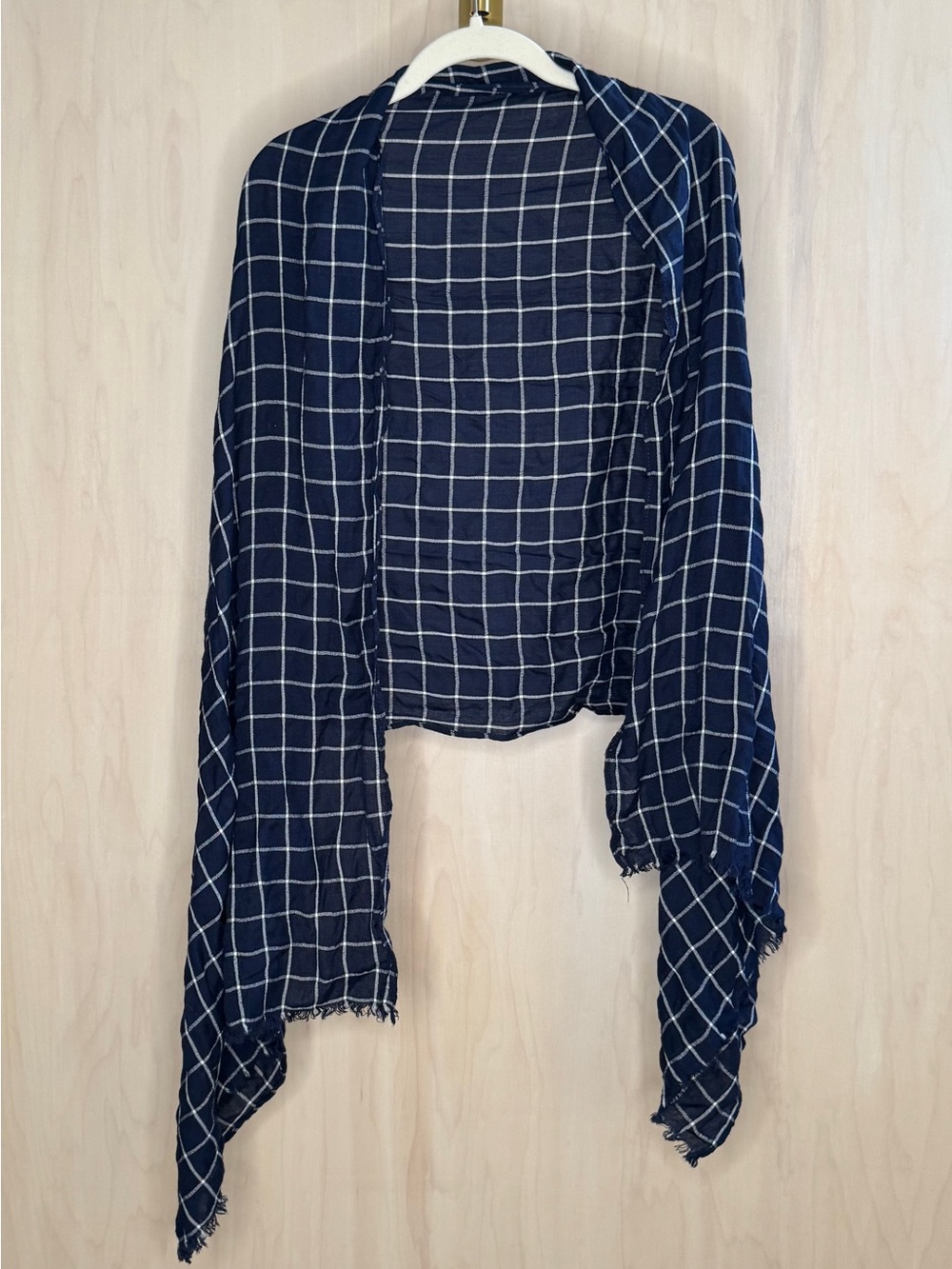 Charming Charlie Navy & White Windowpane Scarf Wrap